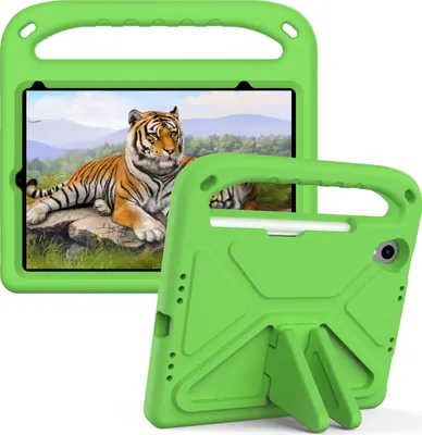 Produktbild von Hülle für iPad Mini 2024/iPad mini 7th (A17 Pro) 8,3", Leichte Stoßfeste Eva Kinder Schutzhülle mit Griff und Faltbarem Ständer Grün