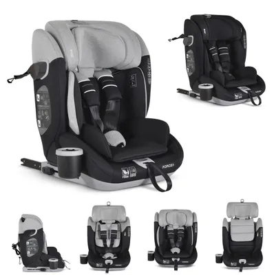 Produktbild von Cangaroo Kindersitz Force i-Size (76-150cm) Isofix, Getränkehalter, Top Tether grau