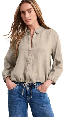 Produktbild von Street One 3/4-Arm Hemdbluse aus Leinen mit Streifen Timeless beige 38