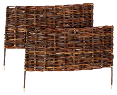 Obrázok produktu pre Relaxdays Ohraničenie záhonu, vŕba, sada 2 ks, VxŠ: 30 x 60 cm, na zapichnutie, záhony a trávnik, nízke ohraničenie záhonu, hnedé