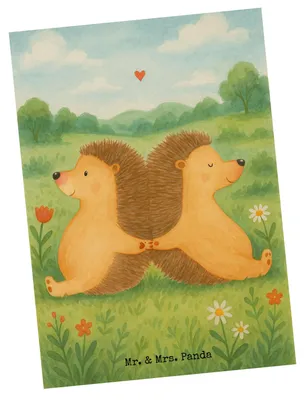 Produktbild von Mr. & Mrs. Panda Postkarte Igel händchenhaltend Design - Weiß - Geschenk, Hochzeit, glücklich, bildkarte, Postkarten, Ansichtskarten, Freundin, Verknallt, Ansichtskarte
