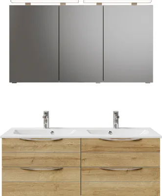 Produktbild von PELIPAL Serie 6025 SET-045-113 Block bestehend aus: Waschtisch, Waschtischunterschrank, Spiegelschrank  / 132cm
