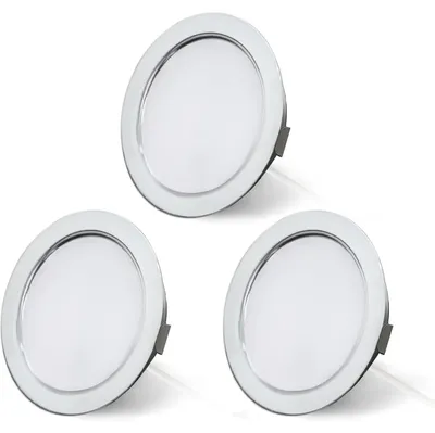 Immagine prodotto di Fari LED da incasso, sottili, per mobili, 12V, 3000K, confezione da 3 pezzi, diametro 6,5 cm