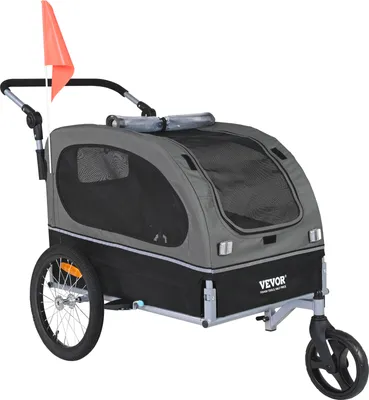 Immagine prodotto di VEVOR rimorchio per cani 40 kg 2in1 rimorchio per biciclette Acciaio al carbonio + tessuto Oxford 600D + PP pieghevole 1470 x 720 x 780 mm come rimorchio 1530 x 720 x 825 mm come passeggino cane buggy jogger trailer