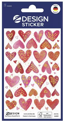 Zdjęcie produktu dla AVERY ZWECKFORM Sticker Herzen Papier 56889 10 Stück Verkaufseinheit 663941 4004182568897
