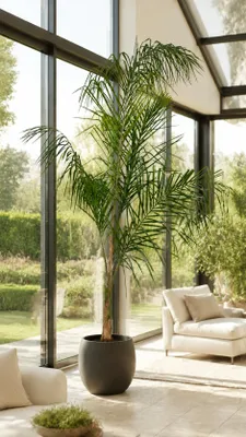 Produktbild von Königinpalme 200–250 cm Syagrus romanzoffiana große Zimmerpalme exotische Kübelpflanze für Wintergarten und Terrasse, KI-generiertes Bild