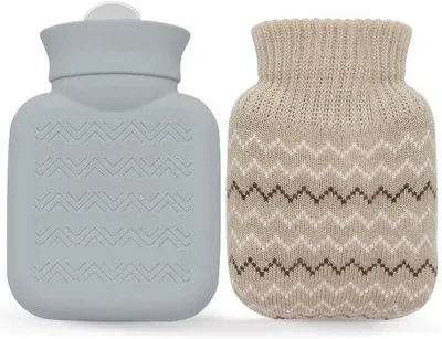Produktbild von 320 ml Heißwasserbecher mit gestricktem Deckel - Mini Heißwasserbecher für Schmerzbeleuchtung - Lek-resistenter Heißwasserbecher für Taille, Rücken, Hals, S