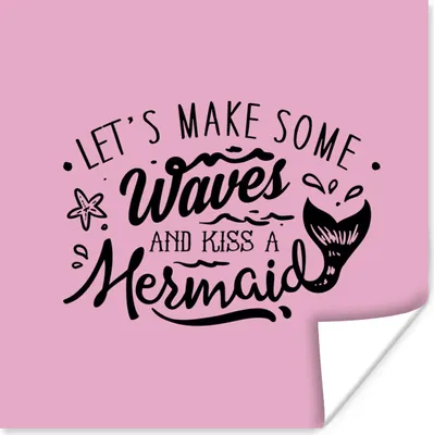 Produktbild von MuchoWow® Poster Meerjungfrau - Zitate - Rosa 50x50 cm - Wohnzimmerdekoration