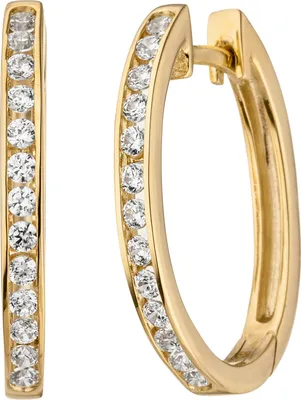 Produktbild von JOBO Creolen oval 375 Gold Gelbgold 26 Zirkonia Ohrringe Goldcreolen Goldohrringe