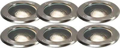 Produktbild von 6er Set Outdoor Bodenstrahler Edelstahl IP65 Delux