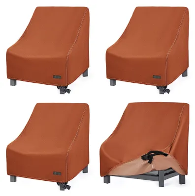 Zdjęcie produktu dla Omgoods - Zestaw 4 wodoodpornych pokrowców na meble ogrodowe, 66x71x71 cm, kolor brązowy