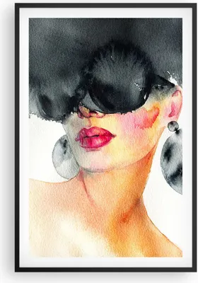 Produktbild von Gerahmtes Poster - Schwarzer Rahmen - Aquarell Modell Brille - 61x91,5 cm - Wand Bild - Wanddeko - Wandbilder - Kunstposter - Wandposter - Bilderrahmen - Bilder - Kunstdruck - P2BPA61x91-4678