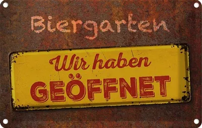 Produktbild von vianmo Blechschild 20x30 cm Biergarten wir haben geöffnet Warnschild Hinweisschild Sicherheit Vorsicht