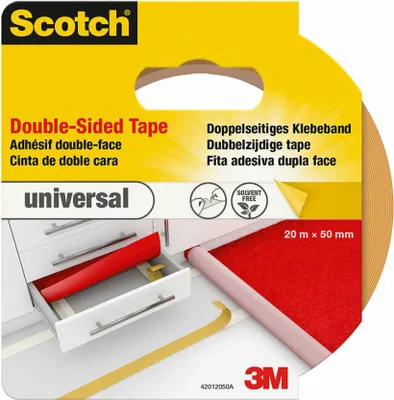Immagine prodotto di Scotch 7100175298 Scotch universal doppelseitiges Klebeband 50,0 mm x 20,0 m, 1 Rolle