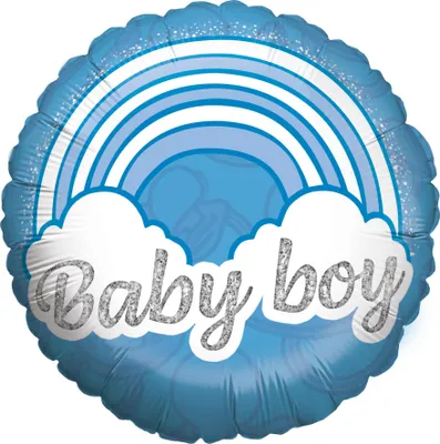 Produktbild von Folienballon Gender Reveal Baby Boy Rund 45cm Helium Babyparty Deko Luftballon