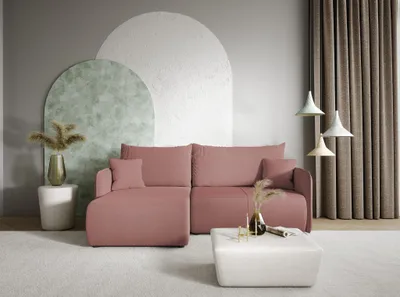 Produktbild von Ecksofa Sofa mit Schlaffunktion CALGARY Stoff Curio Rose Ottomane Links