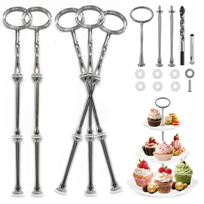 Immagine prodotto di Set di supporti per etagere, argento, 5 pezzi. Kit ovale per realizzare etagere, aste in lega di zinco