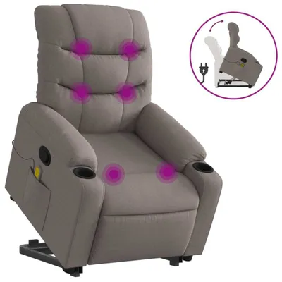 Image de vidaXL Fauteuil de massage avec releveur Taupe Tissu