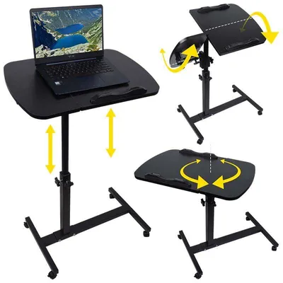 Zdjęcie produktu dla Regulowany stolik nocny na kółkach, idealny pod laptop