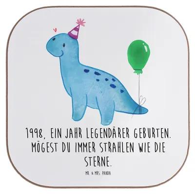 Produktbild von Mr. & Mrs. Panda Untersetzer für Gläser 1998 Geburtstag Glanz - Weiß - Geschenk, gläseruntersetzer, Lebensweg, Jahrgang, Holzuntersetzer, Tischuntersetzer, Glückwunsch