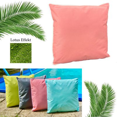 heimtexland ® Outdoorkissen mit Füllung Outdoor Lounge Dekokissen Lotus Effekt Gartenkissen Typ687 Rosa