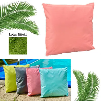 Produktbild von heimtexland ® Outdoorkissen mit Füllung Outdoor Lounge Dekokissen Lotus Effekt Gartenkissen Typ687 Rosa