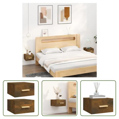 Produktbild von The Living Store Wand-Nachttische 2 Stk. Räuchereiche 35x35x20 cm