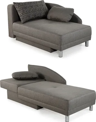 Produktbild von Récamiere-Schlafsofa Federkern Couch Liege Gästebett mit Bettkasten in Grau / 15123