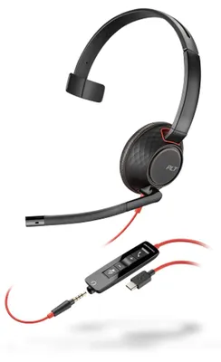 Obrázek produktu pro Poly Blackwire 5210 - Kopfhörer - Kopfband - Anrufe & Musik - Schwarz - Rot - Monophon - Knopf