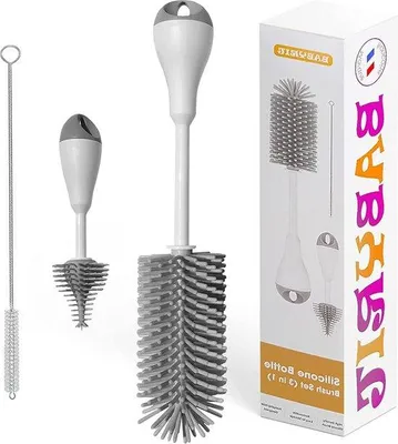Produktbild von Famanu Flaschenbürste - weiche Silikonborsten - 3-teiliges Set für Babyflaschen