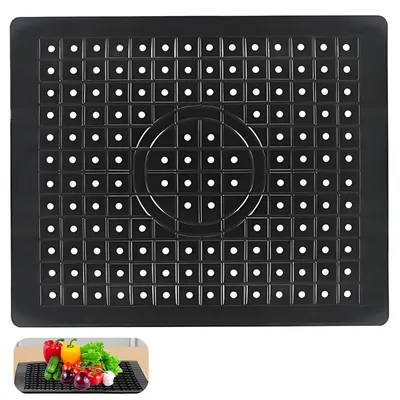 Productafbeelding van Afwasbakmat - Antislip siliconen afdruipmat - Bescherming voor de afwasbak in de keuken - Zwart, 31x26 cm
