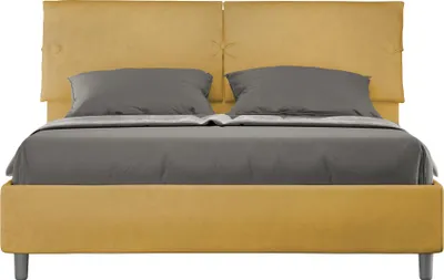 Produktbild von ITYHOME - Gepolstertes Bett mit Lattenrost 160x210 mit Mikrofaserbezug Ocker Sleeper