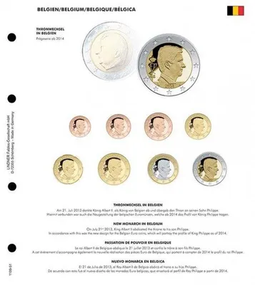 Produktbild von Lindner 1109-51 Vordruckblatt EURO-Kursmünzen-Sätze: Thronwechsel in Belgien