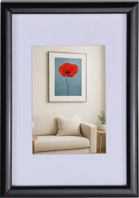 Produktbild von New Lifestyle Kunststoff Bilderrahmen mit Passepartout & Klarglas Collage Wanddeko Poster - Farbe: Schwarz | Format: 10x15
