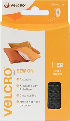 Obrázek produktu pro VELCRO® páska s háčkem a smyčkou pro přišívání, háček a smyčka 20 mm x 1 m černá