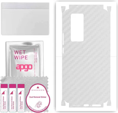 Produktbild von apgo Rückseite + Seiten Schutzfolie, Skin, kompatibel mit vivo X50 Pro, Hinten Displayschutzfolie aus Vinylfolie, kratzfest, einfache Montage - Transparenter Kohlenstoff