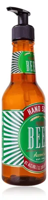 Image de Savon pour les mains Accentra, présenté dans une bouteille au design rappelant une bouteille de bière, contenance : 330 ml. Savon pour les mains avec distributeur à pompe