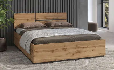 Obrázek produktu pro Manželská postel 180x200 GLENROSE s úložným prostorem - dub wotan / černá