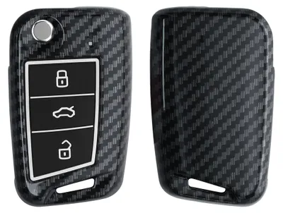 Produktbild von kwmobile Autoschlüssel Hülle kompatibel mit VW Golf 7 MK7 3-Tasten Autoschlüssel - Hardcover Schutzhülle Schlüsselhülle Cover in Schwarz