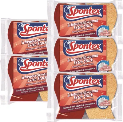 Produktbild von Spontex Scheuerschwamm - extra stark - ideal für robuste Oberflächen, Töpfe und Pfannen - 5er Set