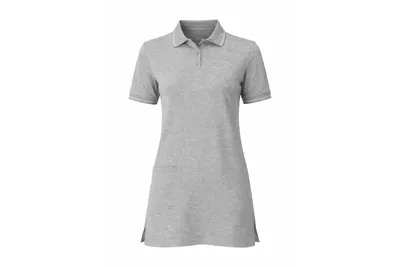 Produktbild von Damen Poloshirt Lang T-Shirt Polo Hoher Baumwollanteil Grau-S