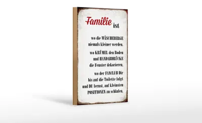 Produktbild von Holzschild Spruch 12x18cm Familie ist wo die Wäscheberge