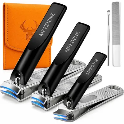 Productafbeelding van Manicure-set, 5-delig, roestvrij staal, diepzwart, met tas