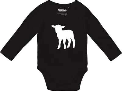 Produktbild von Huuraa Baby Body Lamm Silhouette 80 Black  Baumwolle Fairtrade Langarmbody Geschenkidee