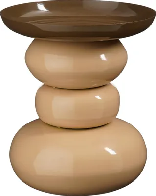 Produktbild von Mica Decorations Zita Beistelltisch rund – Wohnzimmer Tisch – 42 x 37 cm – Eisen, MDF, Samt – Braun Creme