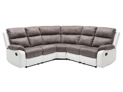 Produktbild von Relaxsofa Ecksofa - Microfaser & Kunstleder - Grau & Weiß - TOLZANO