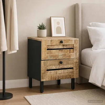 Immagine prodotto di vidaXL Comodino naturale 40 x 33 x 46 cm in legno massiccio di mango