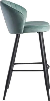 Image de Chaise de bar velours vert clair tabouret avec dossier 56x102,5x52,5 cm | Wohnling