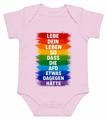 Immagine prodotto di Vivi la tua vita in modo che l'AfD abbia qualcosa di cui lamentarsi. Body per neonato, rosa, taglia 12/18 mesi. (Con un tono sarcastico)