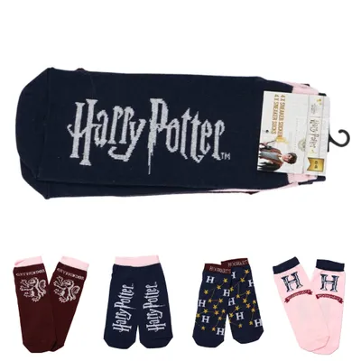 Produktbild von HOGWARTS-Socken blau-rosa, 4 Paar – verschiedene Größen Größe: 43 - 46